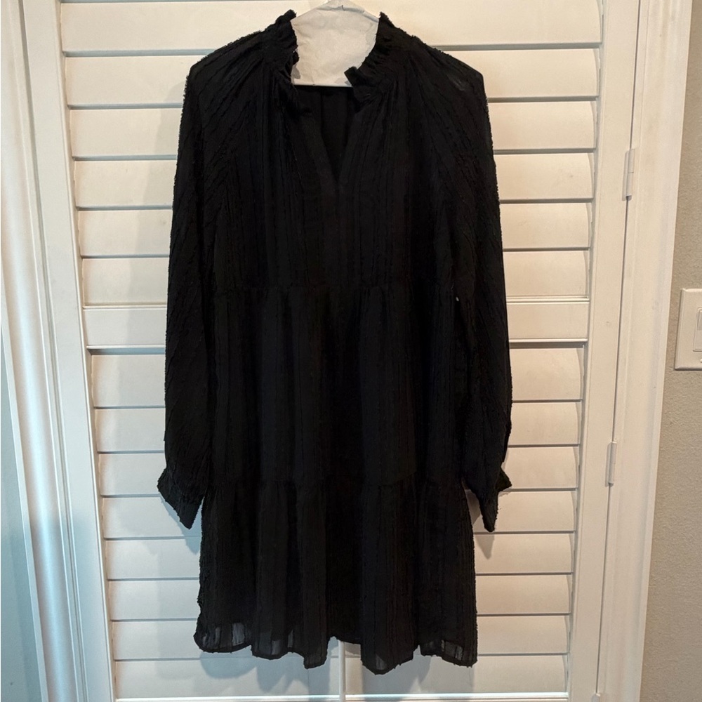 Textured tiered Black Women's Dress